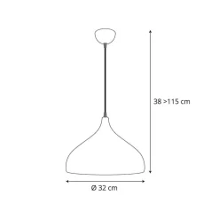 Lámpara de techo Bonn altura regulable blanco/dorado Ø32x38-115 cm
