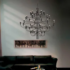 Lámpara de techo Castle 30 diseño imperial 30 portalámparas negro Ø86 cm
