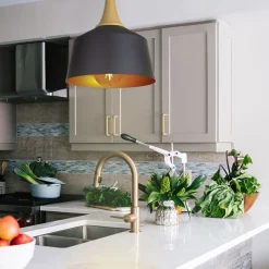 Lámpara de techo Guga Lumit 60W altura regulable negro/oro Ø26 cm