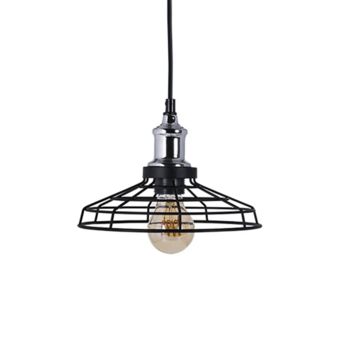 Lámpara de techo Pascal Lumit 60W altura regulable negro/cromo Ø23 cm