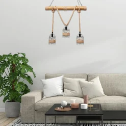 Lámpara de techo Soga Lumit 40W altura regulable marrón 80-130x100x100 cm