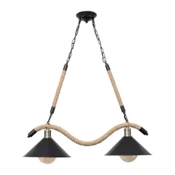 Lámpara de techo Soga Lumit 40W altura regulable cuerda negro/natural Ø30x50-100 cm