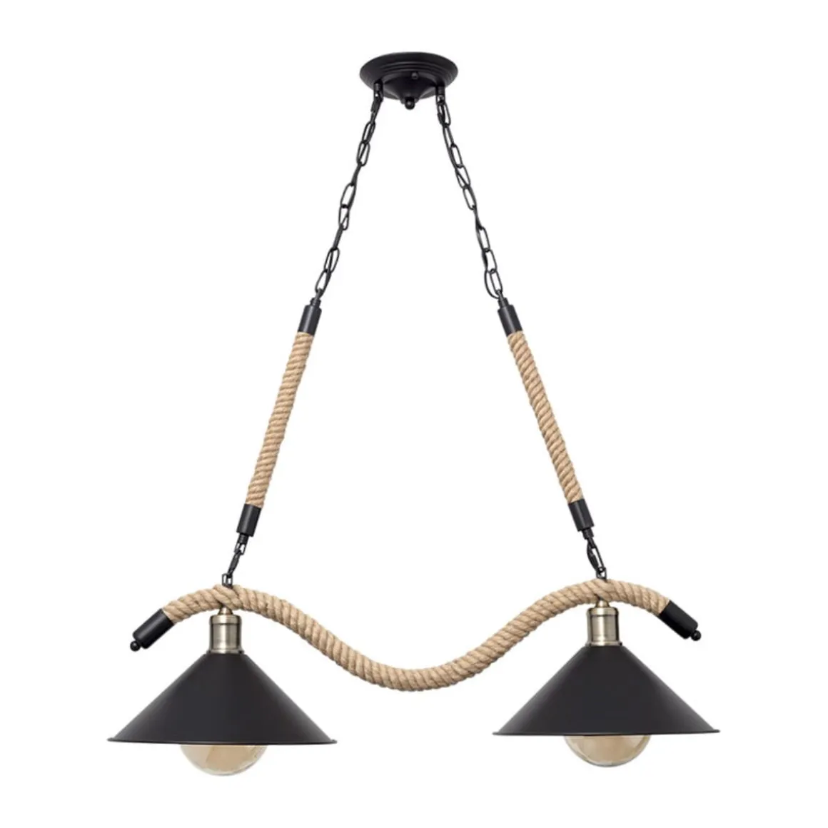 Lámpara de techo Soga Lumit 40W altura regulable cuerda negro/natural Ø30x50-100 cm