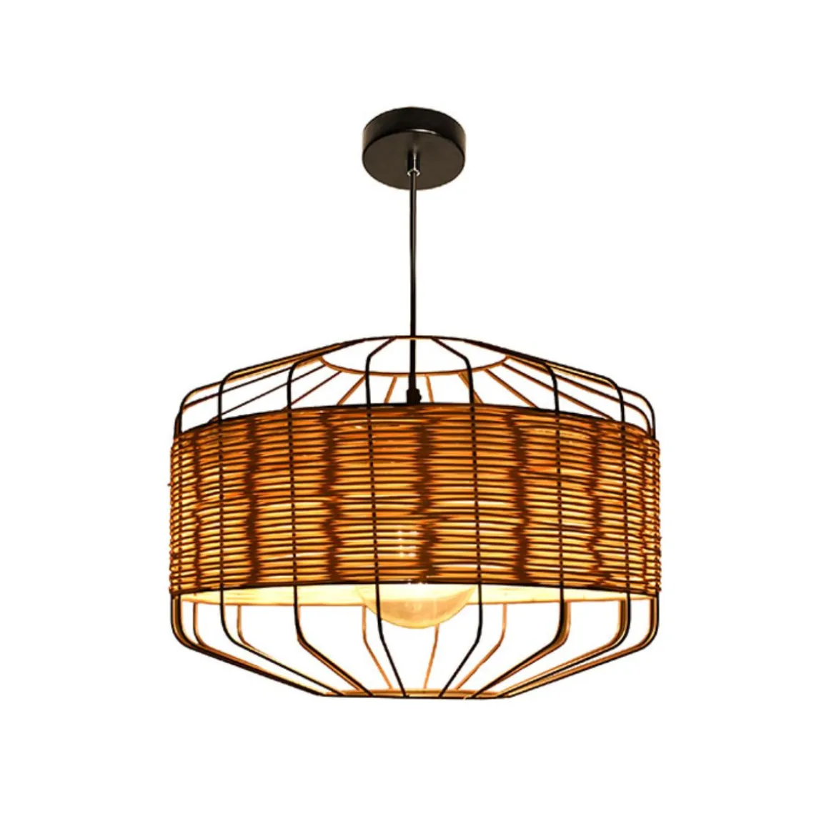 Lámpara de techo Solange Lumit 60W mimbre natural/marrón Ø35x175 cm