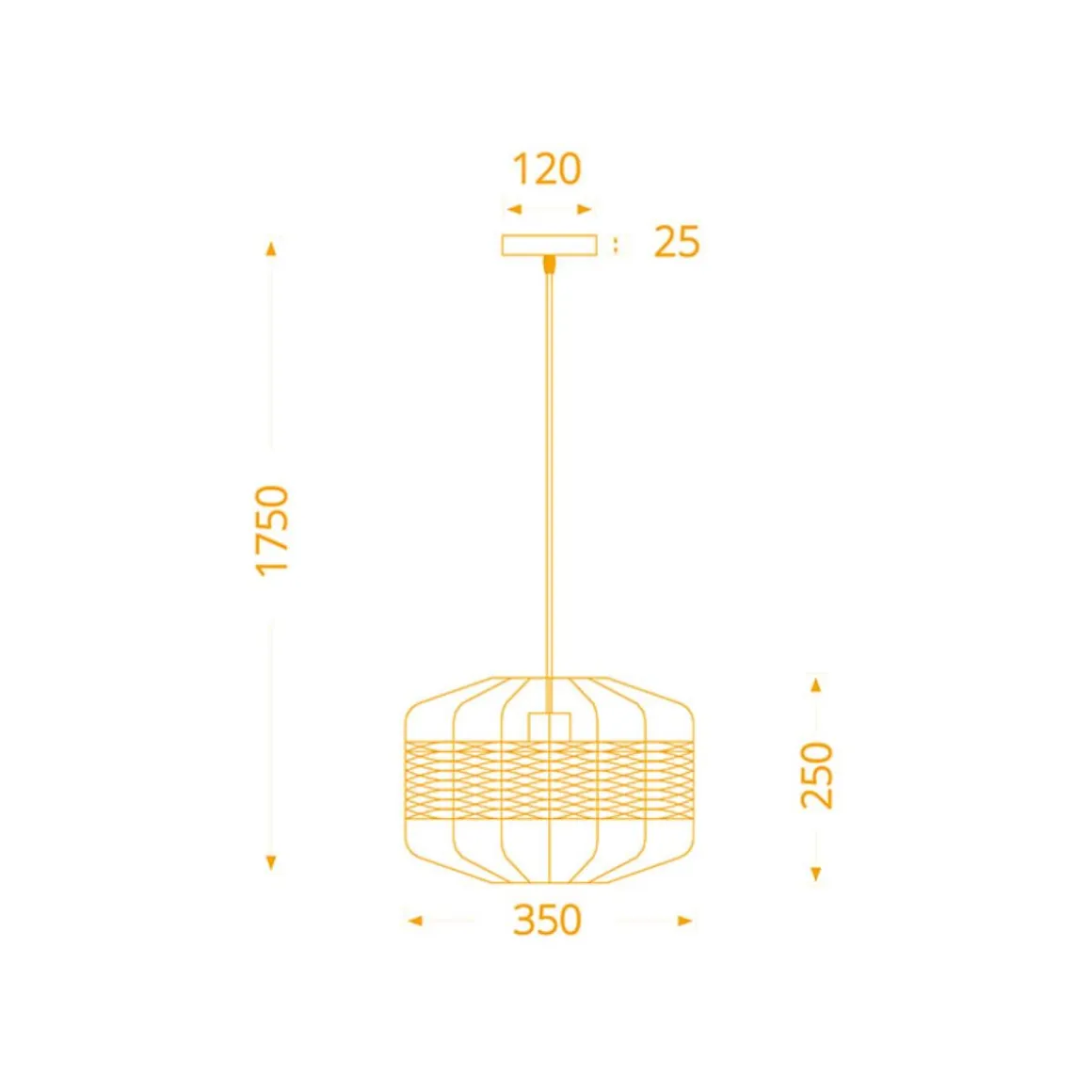 Lámpara de techo Solange Lumit 60W mimbre natural/marrón Ø35x175 cm