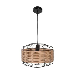 Lámpara de techo Solange Lumit 60W mimbre natural/marrón Ø35x175 cm