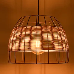 Lámpara de techo Sotero 60W colgante mimbre marrón/natural Ø42x181,5 cm