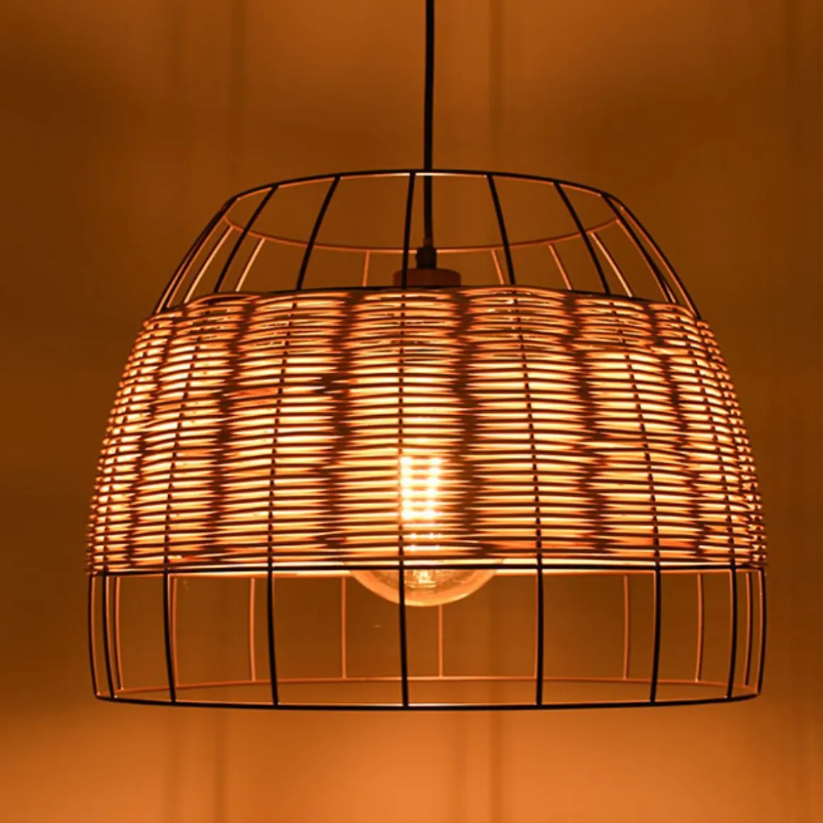 Lámpara de techo Sotero 60W colgante mimbre marrón/natural Ø42x181,5 cm