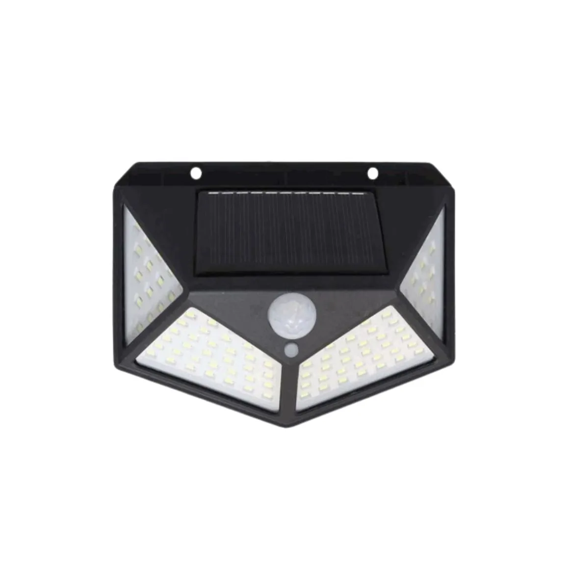 Lámpara solar de pared 100 LED + sensor movimiento negro 13,5x10x5 cm