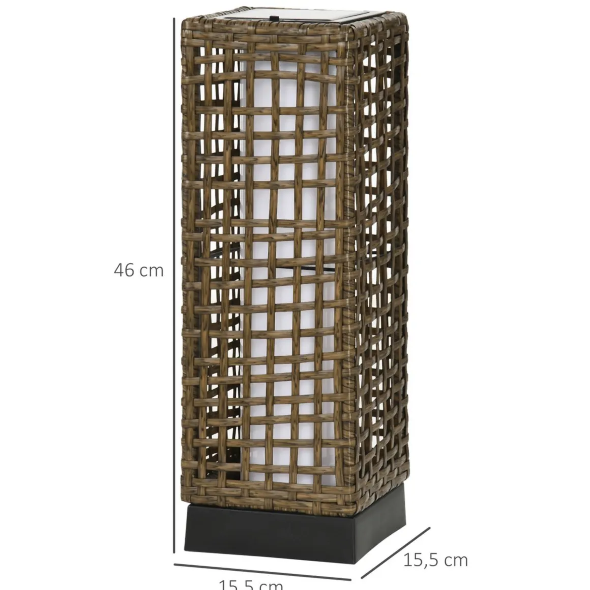 Lámpara solar Hawai Outsunny luces LED exterior marrón 46x15,5x15,5 cm