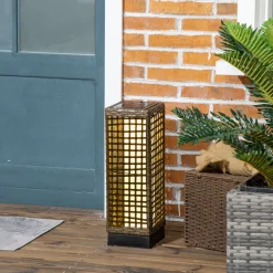 Lámpara solar Hawai Outsunny luces LED exterior marrón 46x15,5x15,5 cm