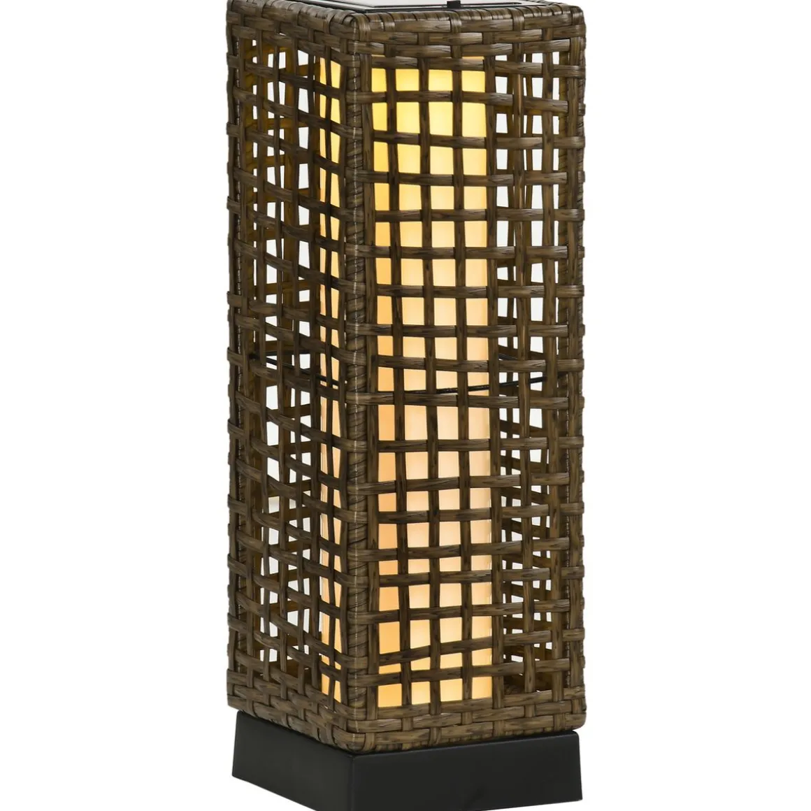 Lámpara solar Hawai Outsunny luces LED exterior marrón 46x15,5x15,5 cm