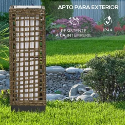 Lámpara solar Hawai Outsunny luces LED exterior marrón 46x15,5x15,5 cm