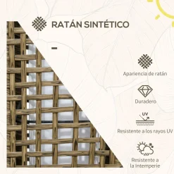 Lámpara solar Palapa Outsunny luces LED 2500K exterior marrón 69x15,5x15,5 cm