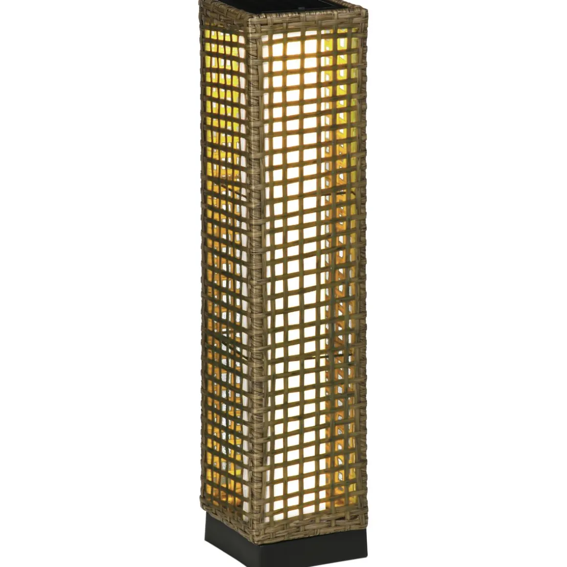 Lámpara solar Palapa Outsunny luces LED 2500K exterior marrón 69x15,5x15,5 cm