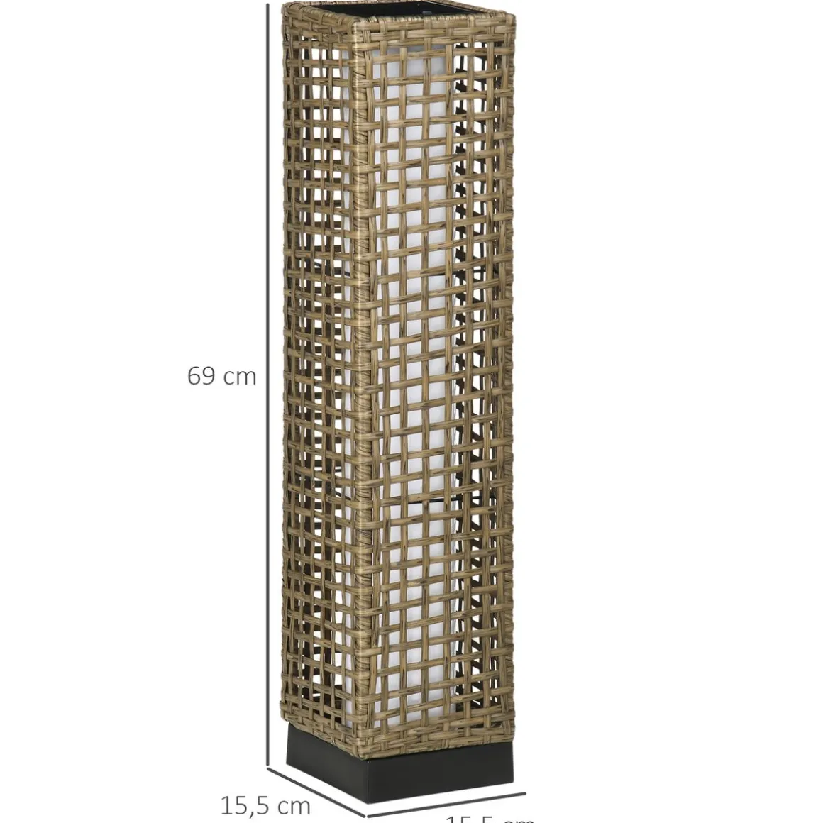 Lámpara solar Palapa Outsunny luces LED 2500K exterior marrón 69x15,5x15,5 cm