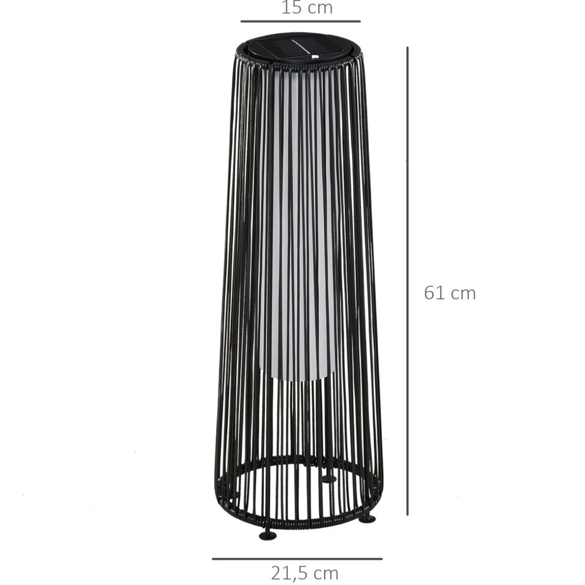 Lámpara solar Sunrise Outsunny con LED 0,8W negro Ø21,5x61 cm