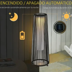 Lámpara solar Sunrise Outsunny con LED 0,8W negro Ø21,5x61 cm