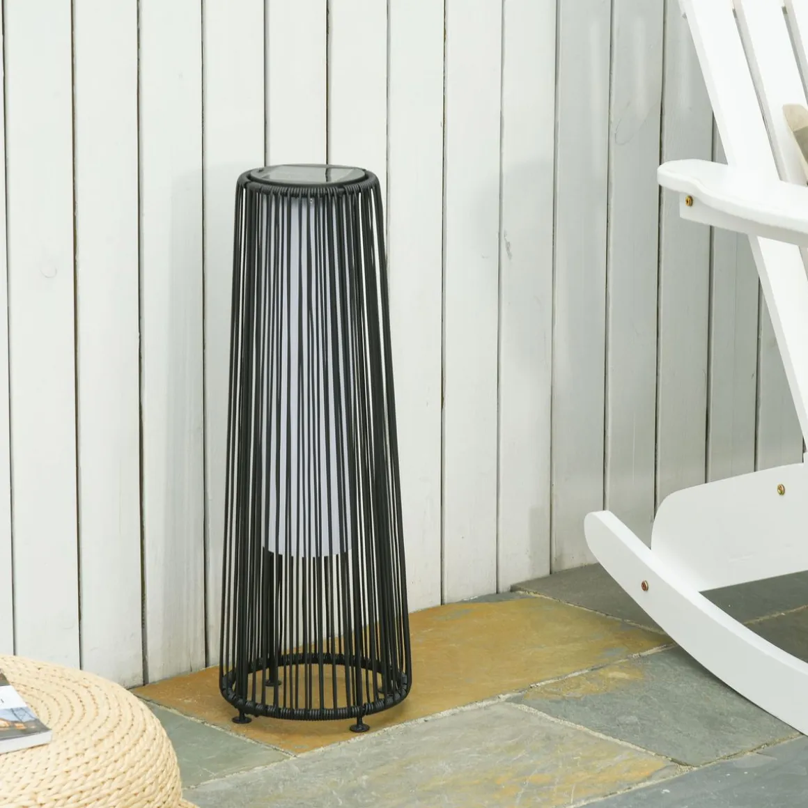 Lámpara solar Sunrise Outsunny con LED 0,8W negro Ø21,5x61 cm