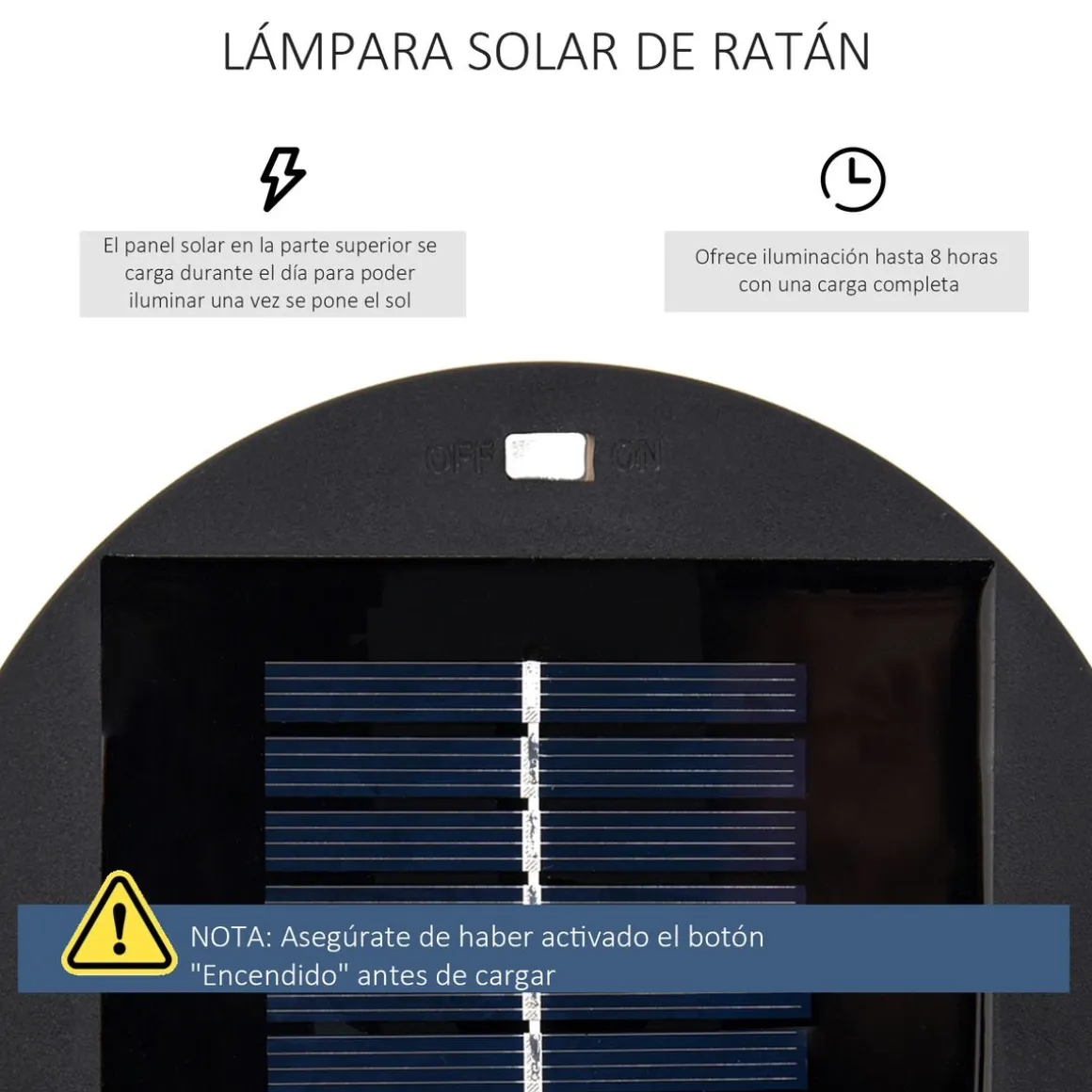 Lámpara solar Sunrise Outsunny con LED 0,8W negro Ø21,5x61 cm