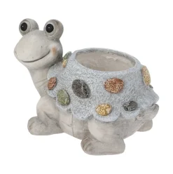 Macetero decorativo diseño animal gris 16x19x32 cm