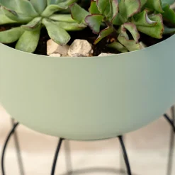 Macetero MOA Vinthera base alta acero verde claro Ø20x30 cm