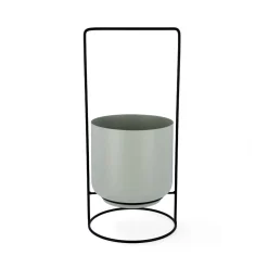 Macetero MOA Vinthera con asa acero verde claro Ø18x39 cm