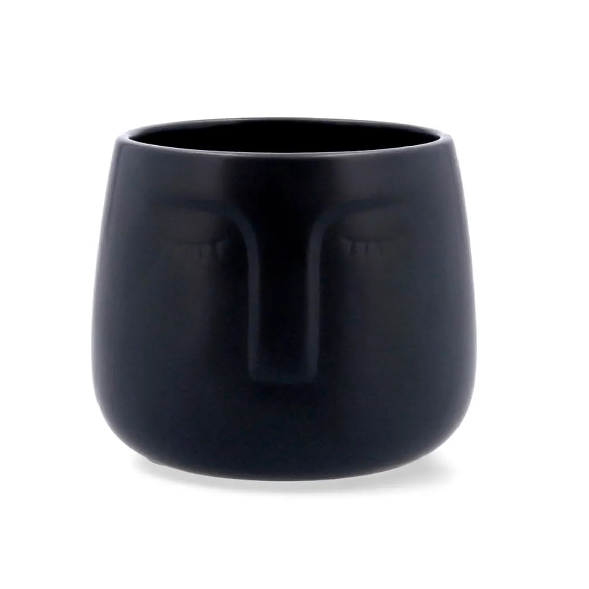Macetero MOA Vinthera diseño de cara negro ø13,5x13 cm