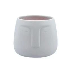 Macetero MOA Vinthera diseño de cara blanco ø10,5x10,5 cm