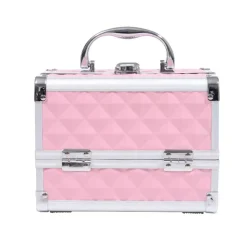 Maletín de maquillaje profesional Homcom 3 niveles rosa 15x20x15 cm
