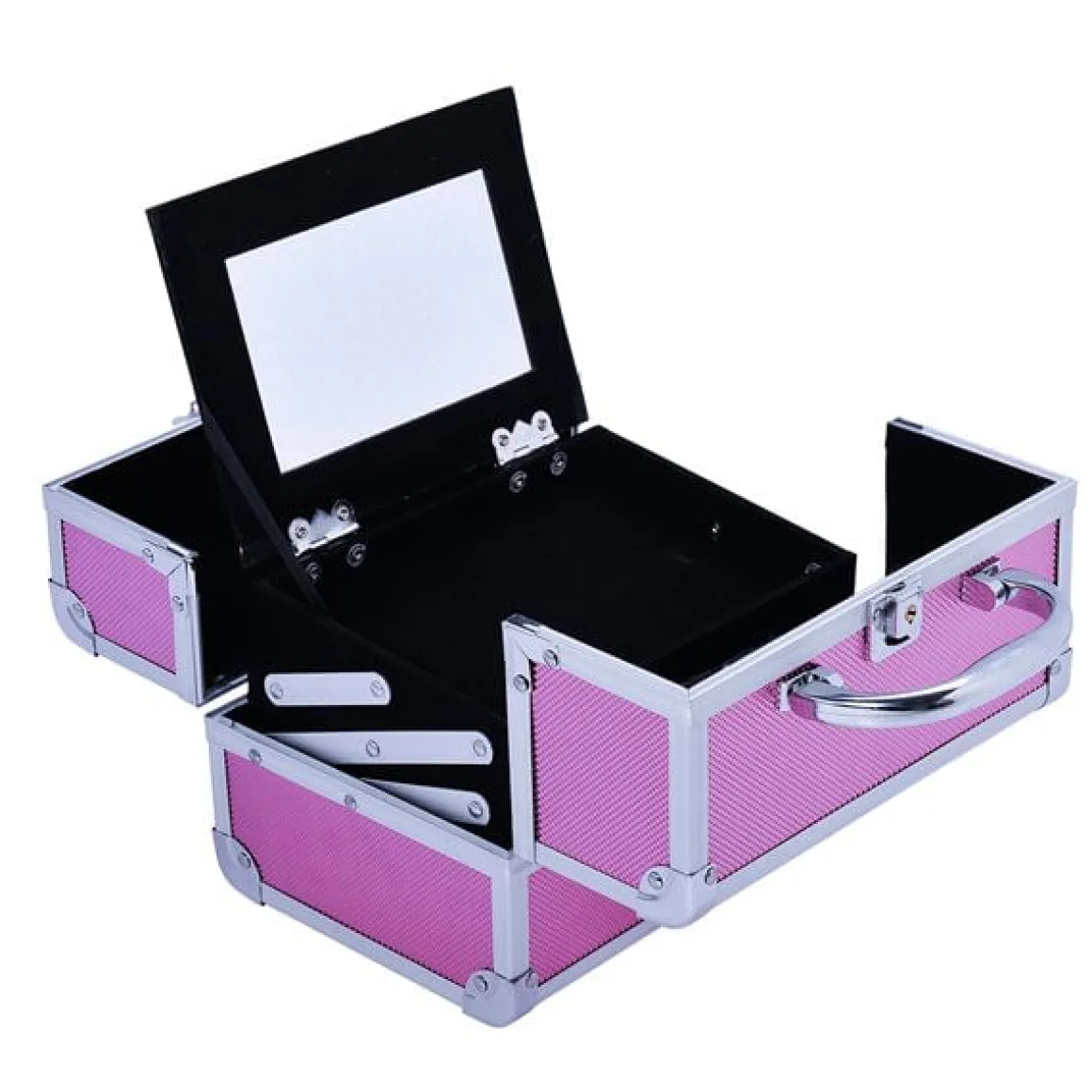 Maletín profesional Homcom con espejo rosa 20x15x15 cm