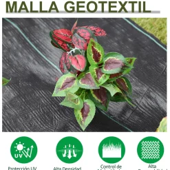 Malla de jardín Formentera Outsunny transpirable 100 g/m² negro 2x50 m