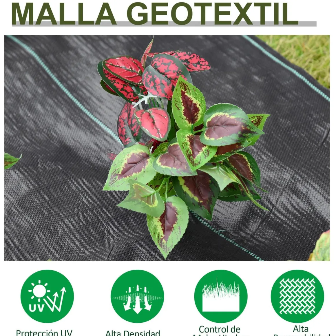 Malla de jardín Formentera Outsunny transpirable 100 g/m² negro 2x50 m