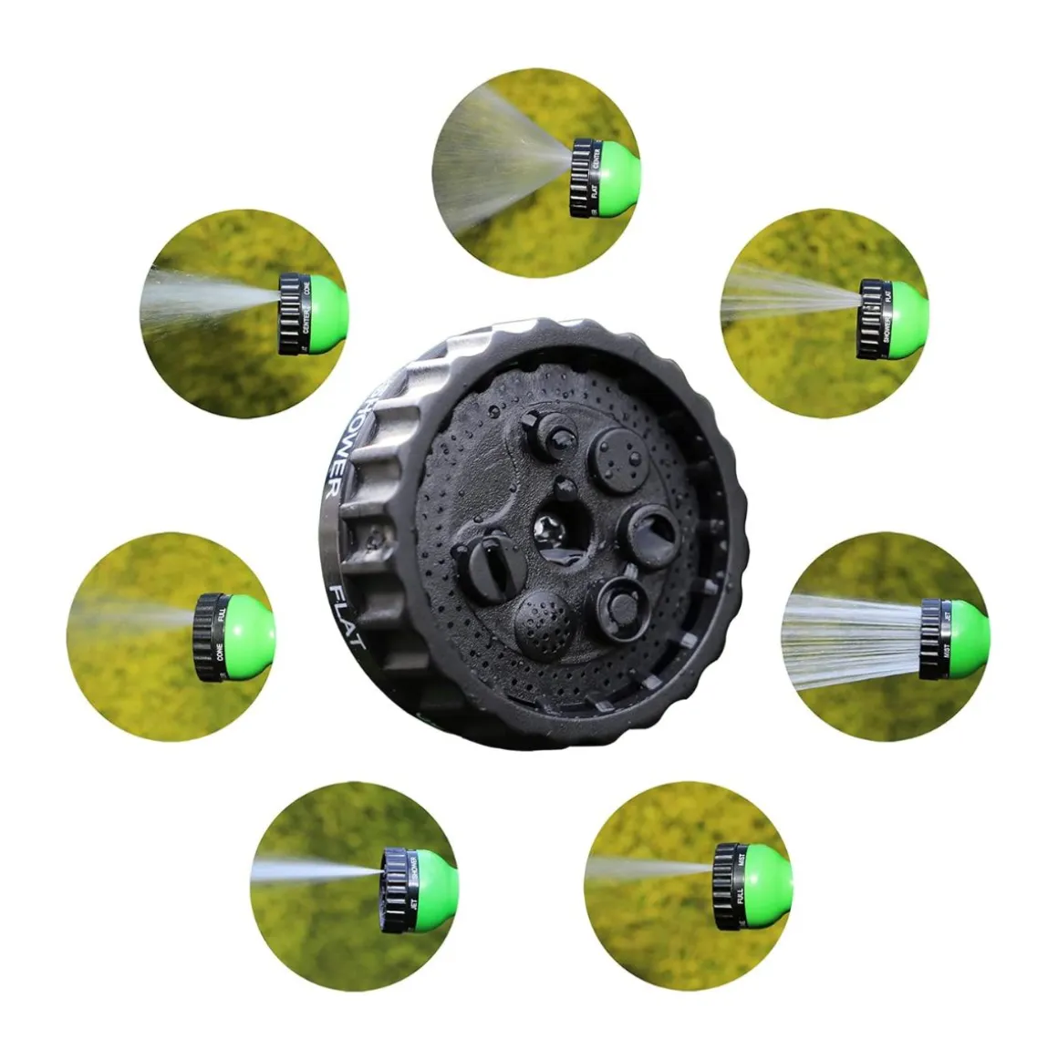 Manguera extensible con pistola 7 funciones verde 15-45 m