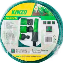 Manguera Kinzo con 4 adaptadores verde 15 m