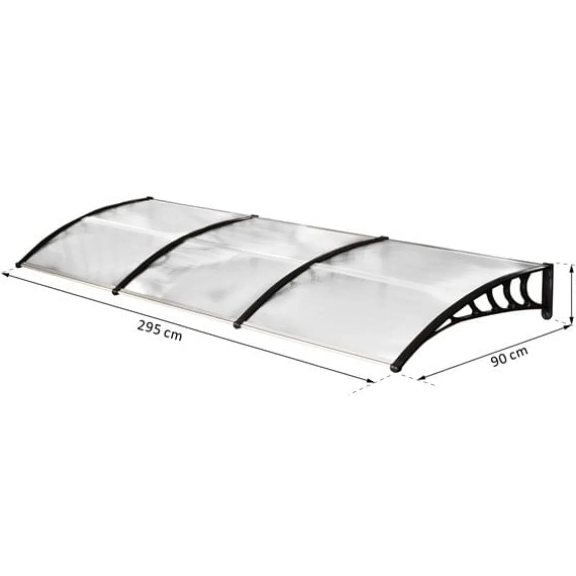 Marquesina puertas/ ventanas/ terrazas policarbonato 5 mm 90x295x25 cm