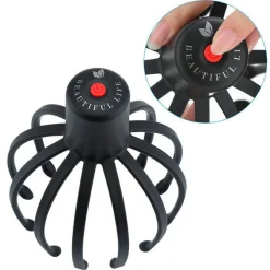 Masajeador de cabeza eléctrico forma de pulpo negro 17,7x12x12 cm