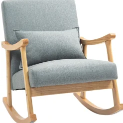 Mecedora Berta Homcom reposabrazos + cojín lumbar gris 84x65x87 cm