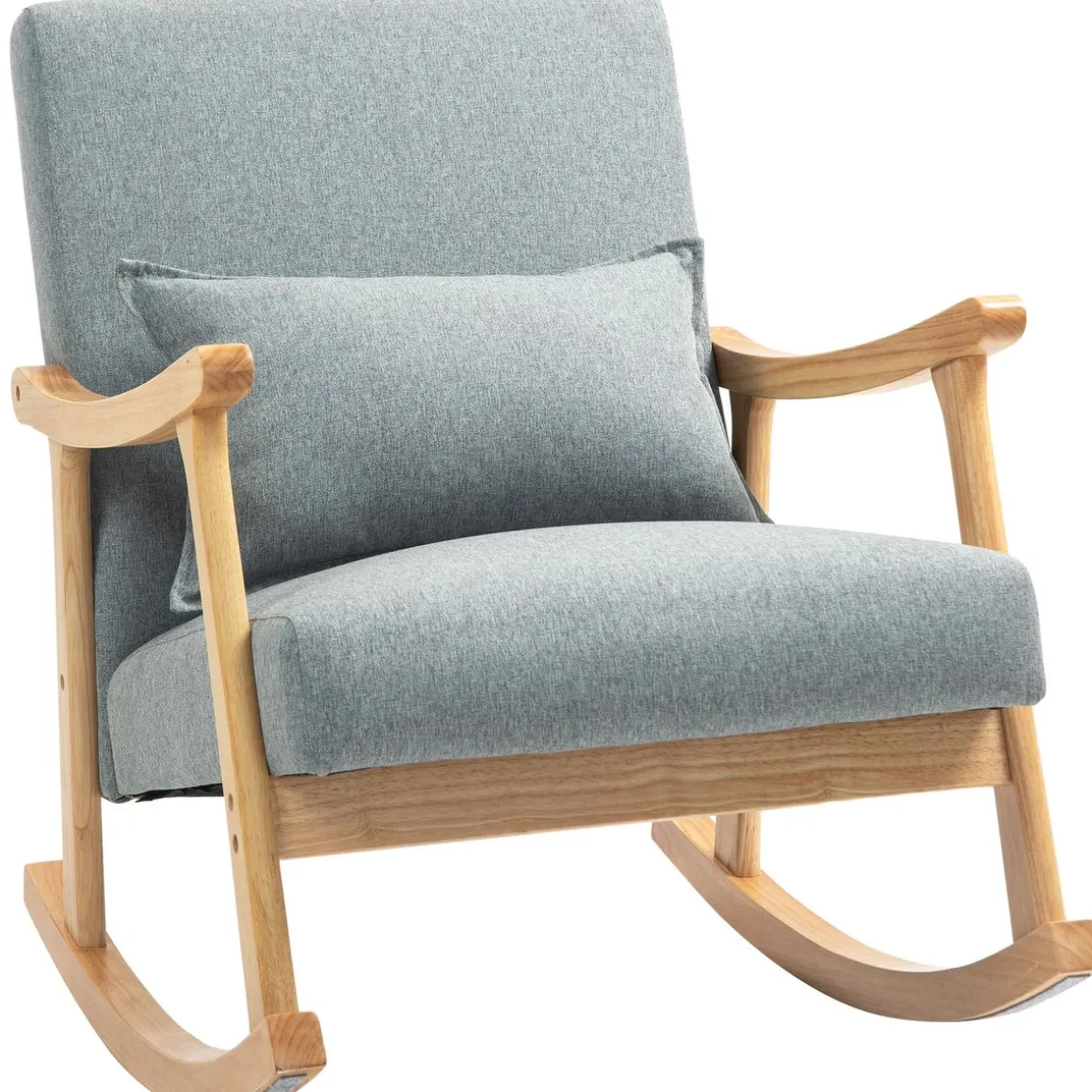 Mecedora Berta Homcom reposabrazos + cojín lumbar gris 84x65x87 cm