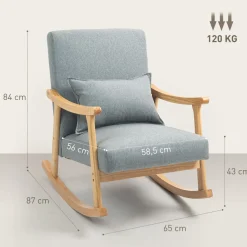 Mecedora Berta Homcom reposabrazos + cojín lumbar gris 84x65x87 cm