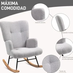 Mecedora Daisy Homcom respaldo alto gris 87x65x88 cm