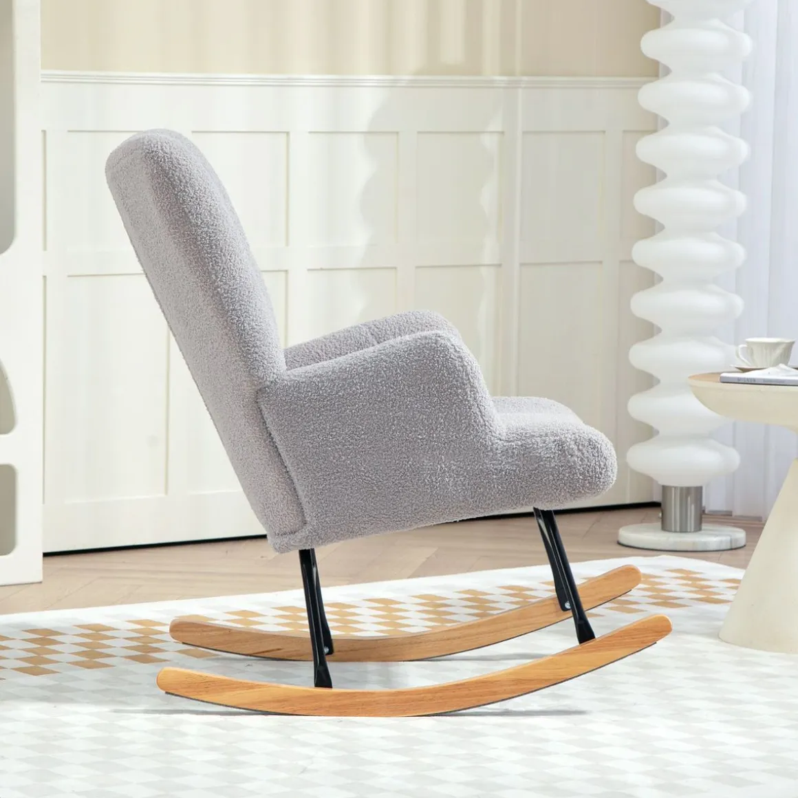 Mecedora Daisy Homcom respaldo alto gris 87x65x88 cm