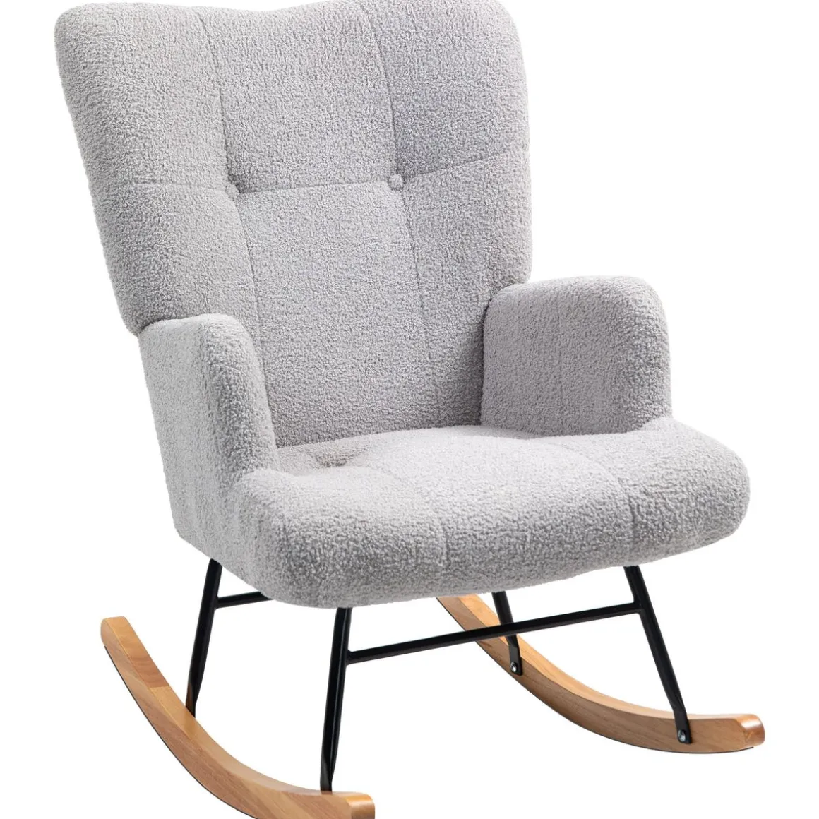 Mecedora Daisy Homcom respaldo alto gris 87x65x88 cm