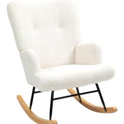 Mecedora Daisy Homcom respaldo alto blanco 87x65x88 cm