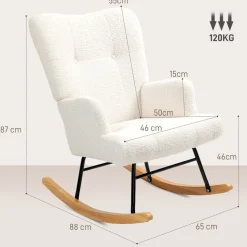 Mecedora Daisy Homcom respaldo alto blanco 87x65x88 cm