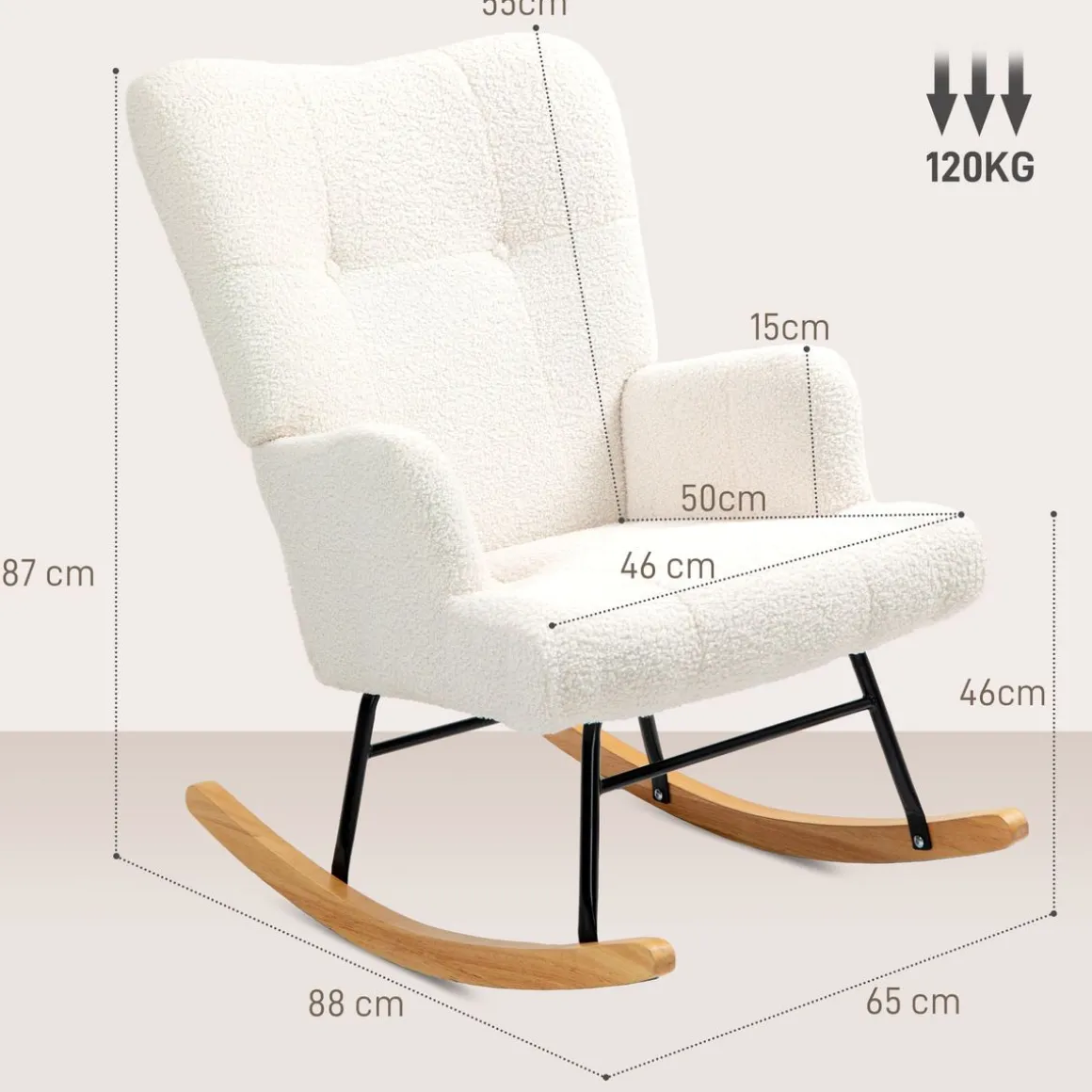 Mecedora Daisy Homcom respaldo alto blanco 87x65x88 cm