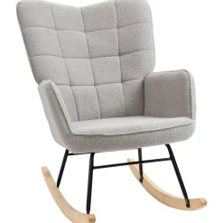 Mecedora Miko Homcom terciopelo patas de madera gris 101x71x92 cm