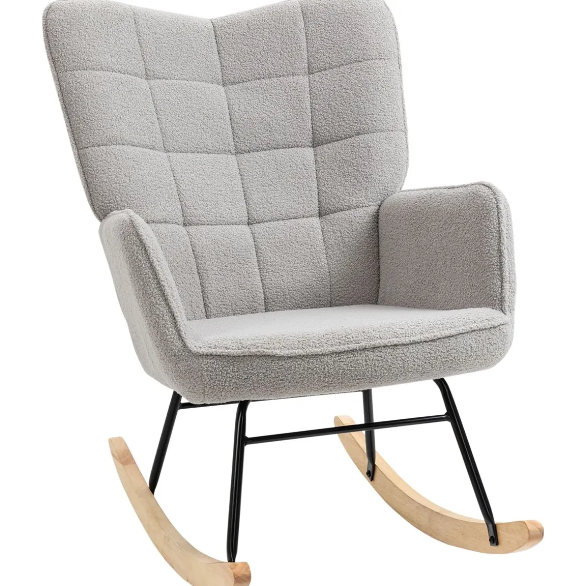 Mecedora Miko Homcom terciopelo patas de madera gris 101x71x92 cm