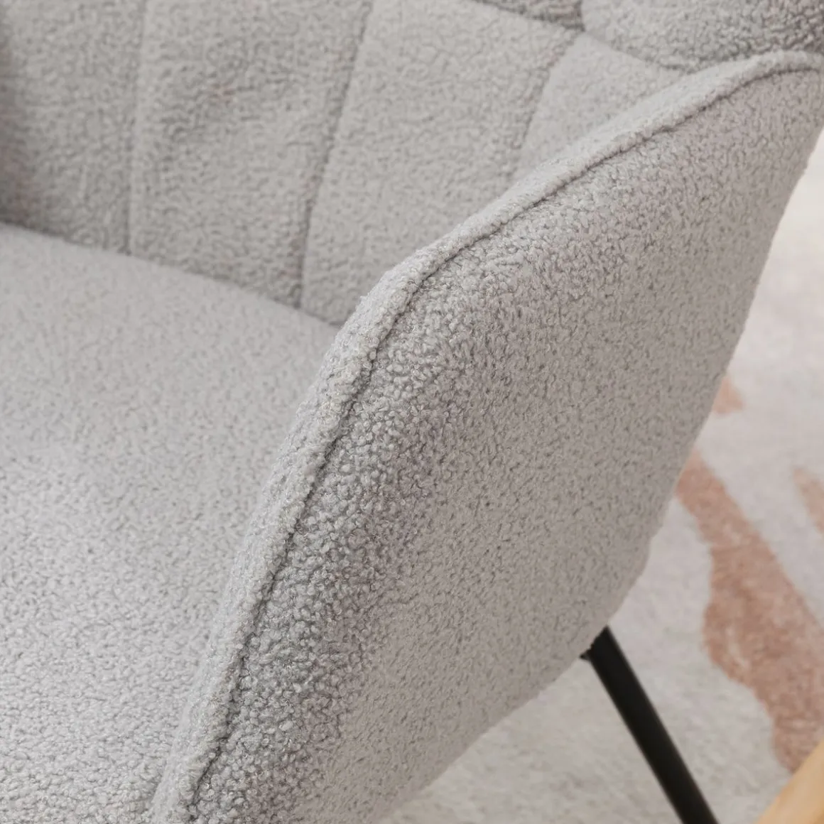 Mecedora Miko Homcom terciopelo patas de madera gris 101x71x92 cm