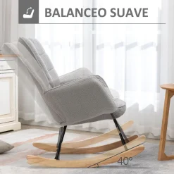 Mecedora Miko Homcom terciopelo patas de madera gris 101x71x92 cm